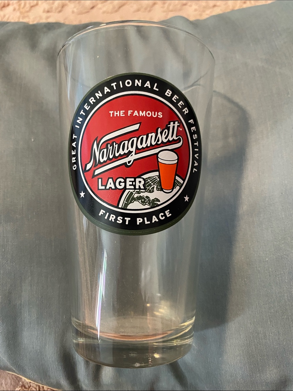 Narragansett Lager Branded Pint Glass - Clear with Red Logo